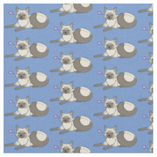 Cute Siamese Cat Fabric Tyg