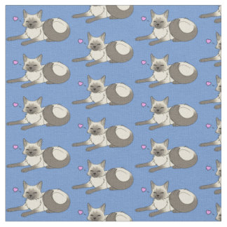 Cute Siamese Cat Fabric Tyg