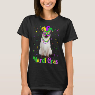 Cute Siamese Cat Funny Animals Älskare Mardi Gras  T Shirt