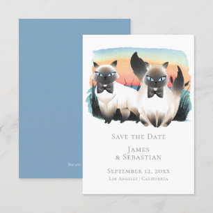 Cute Siamese Cat Gay parfymerar datum Bröllop Inbjudningar