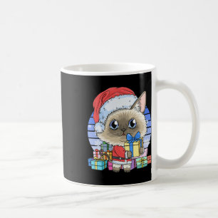 Cute Siamese Cat Jultomten jul, Julafton Kitten Kaffemugg