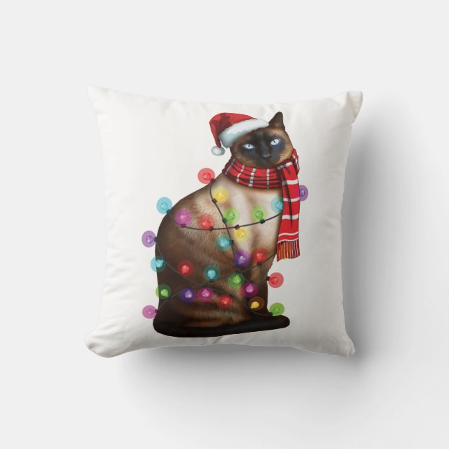 Cute Siamese Cat Lover Funny Julafton Helgdag Gift Kudde (Framsida)