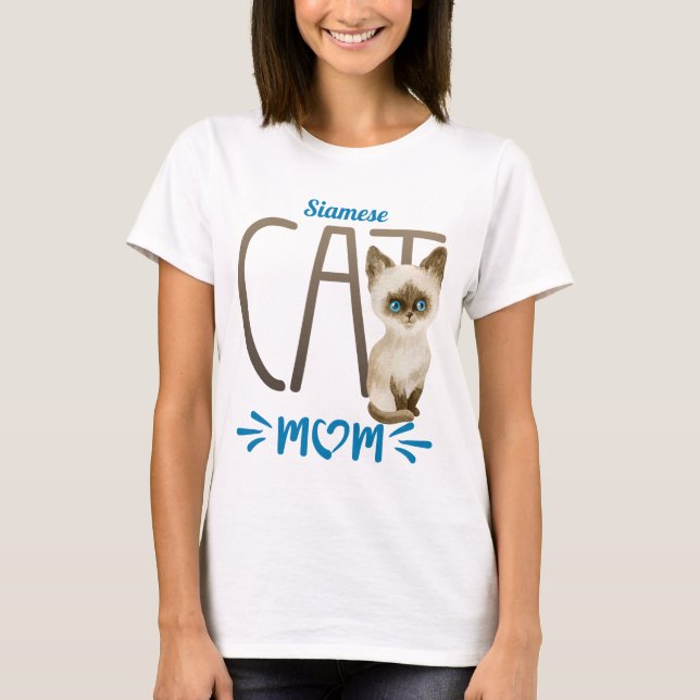 Cute Siamese Cat Mamma T-Shirt (Framsida)