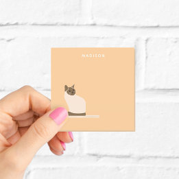 Cute Siamese Cat Orange Post IT Notes with Namn Post-it Block