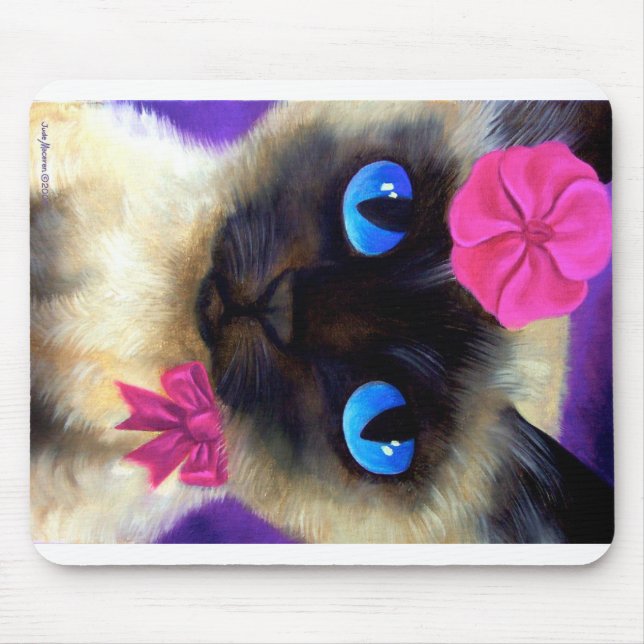 Cute Siamese Cat Painting Animal Art Musmatta (Framsidan)