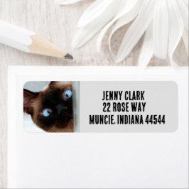 CUTE SIAMESE CAT PEEP-RETURETIKETTER RETURADRESS ETIKETT