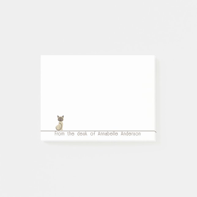 Cute Siamese Cat Personalize Notes Post-it Block (Framsida)