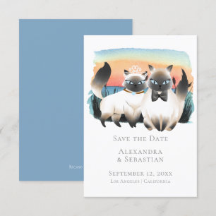 Cute Siamese Cat Save Date Bröllop Inbjudningar