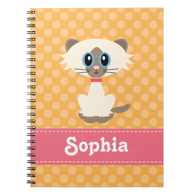 Cute Siamese Cat Spiral bärbar dator Journal Anteckningsbok (Framsidan)