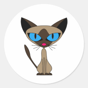 Cute Siamese Cat Stickers Runt Klistermärke