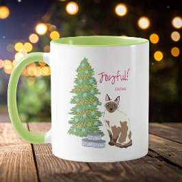 Cute Siamese Cat with Tuna Joyful Christmas  Mugg
