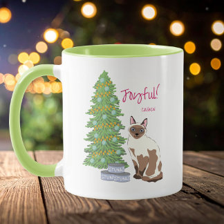 Cute Siamese Cat with Tuna Joyful Christmas  Mugg