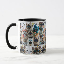 Cute Siamese Cats Mönster 2-Tone Mugg