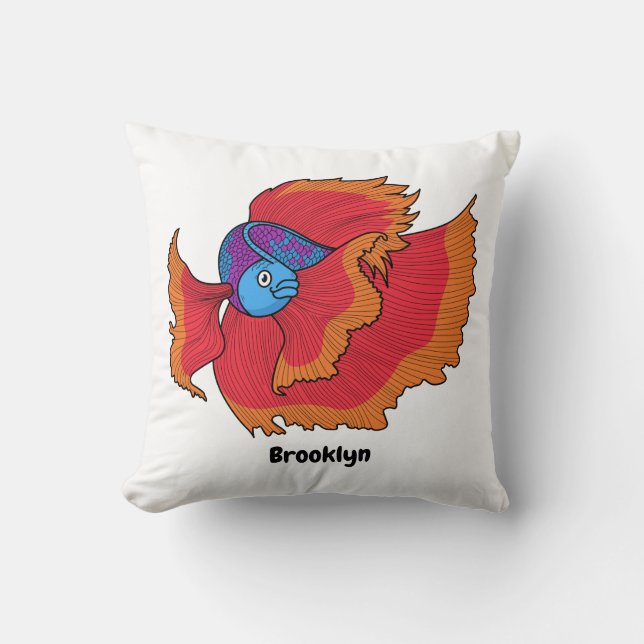Cute Siamese fighting fish betta cartoon Kudde (Framsida)