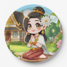 Cute Siamese Girl Papper Plate