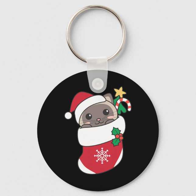 Cute Siamese-katter i julklapp för Chris Nyckelring (Framsida)