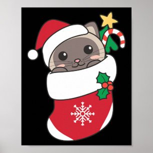 Cute Siamese-katter i julklapp för Chris Poster