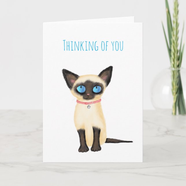 Cute Siamese-kattungen tänker på ditt kort (Framsida)