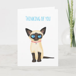 Cute Siamese-kattungen tänker på ditt kort