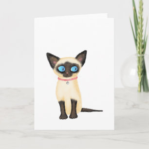 Cute Siamese Kitten blank hälsning-kort Kort