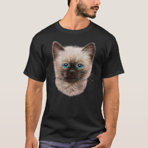 Cute Siamese Kitten, Fluffy Cat Ansikte T Shirt