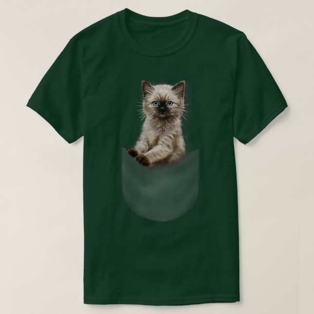Cute Siamese Kitten Gaze ut från Pocket, Katt T Shirt (Design framsida)