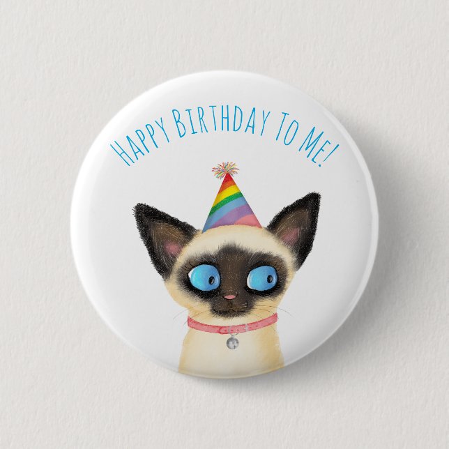 Cute Siamese kitten grattis på födelsedagen till m Knapp (Framsida)