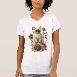 CUTE SIAMESE KITTEN MED GULT SUNFLÖDEN T SHIRT
