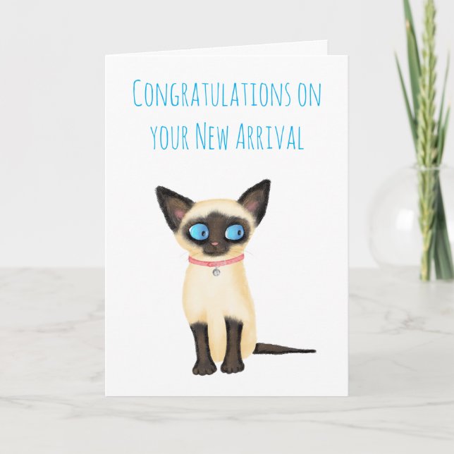 Cute Siamese kitten new pet card Kort (Framsida)