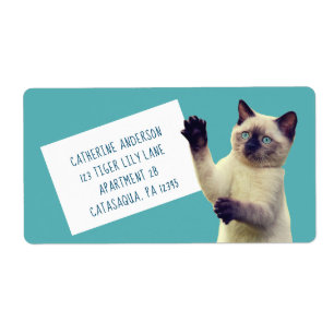 Cute Siamese Kitten Teal Blue Large Fraktsedel