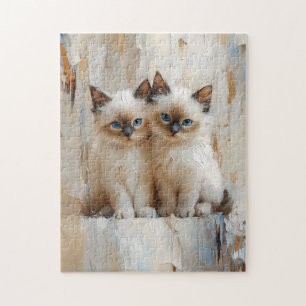 Cute Siamese Kittens Painting Pussel