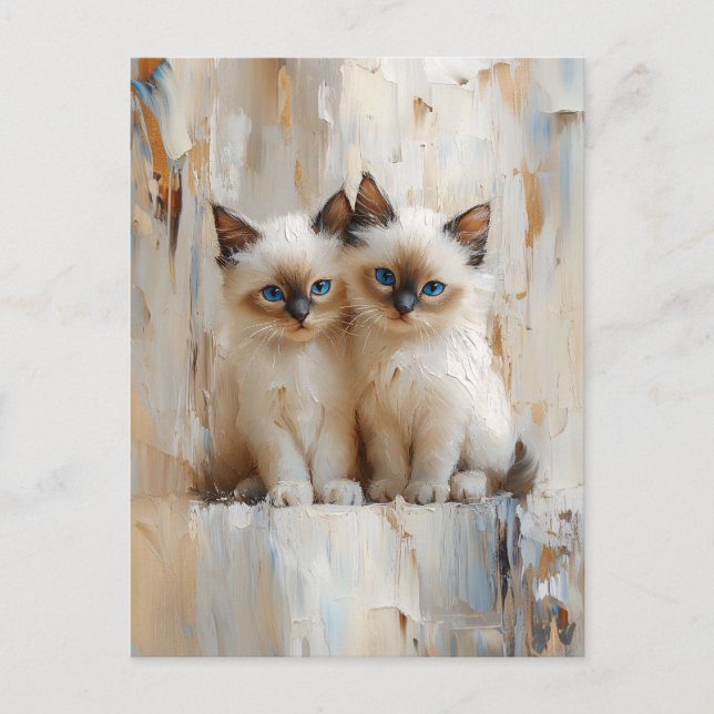 Cute Siamese Kittens Painting Vykort (Framsida)