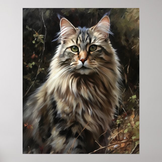 Cute Siberian Cat Art Print Poster (Framsidan)