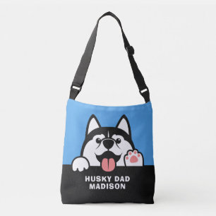 Cute Siberian husky anpassningsbar text Axelväska