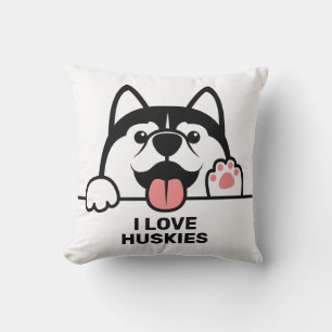 Cute Siberian husky anpassningsbar text Kudde