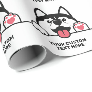 Cute Siberian husky anpassningsbar text Presentpapper