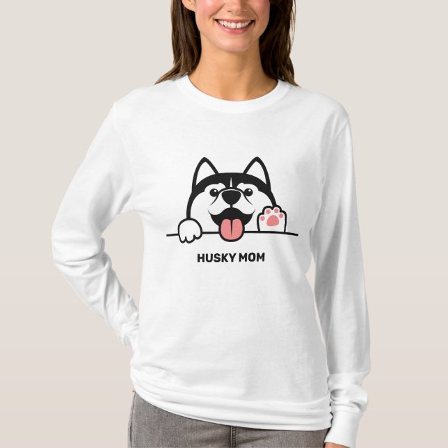 Cute Siberian husky anpassningsbar text T Shirt (Framsida)