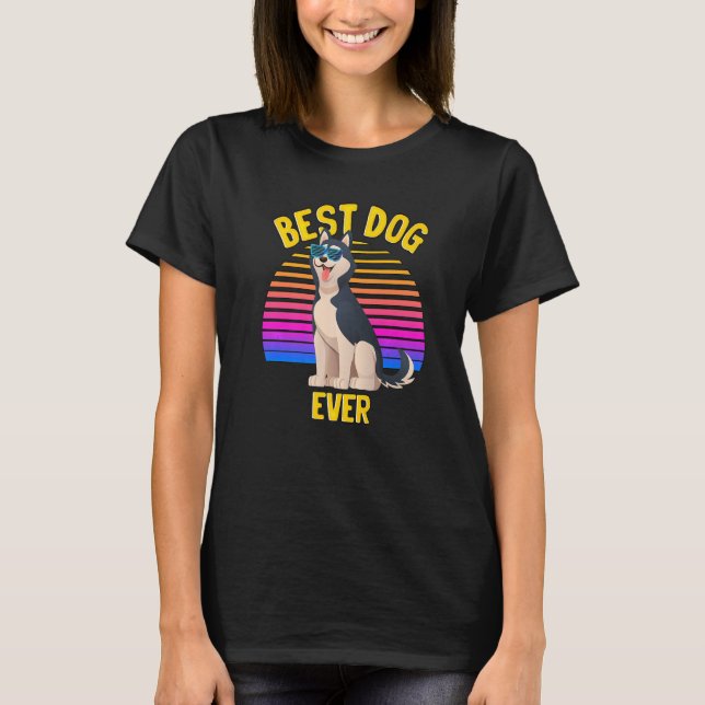 Cute Siberian husky Best Hund Puppy Retro T Shirt (Framsida)