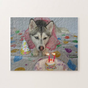 Cute Siberian husky Birthday Puzzle Pussel