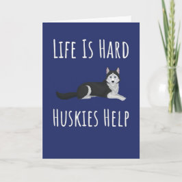 Cute Siberian Husky Cards Snow Blue Eyes Dog  Kort