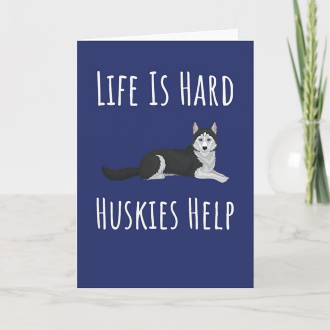 Cute Siberian Husky Cards Snow Blue Eyes Dog  Kort (Framsida)