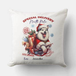 Cute Siberian Husky Christmas Throw Pillow Kudde