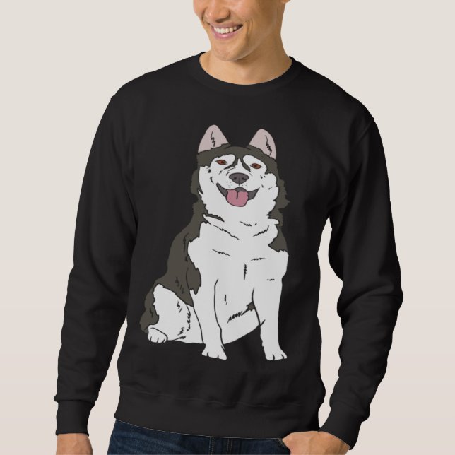 Cute Siberian Husky dog  Husky graphics Lång Ärmad Tröja (Framsida)