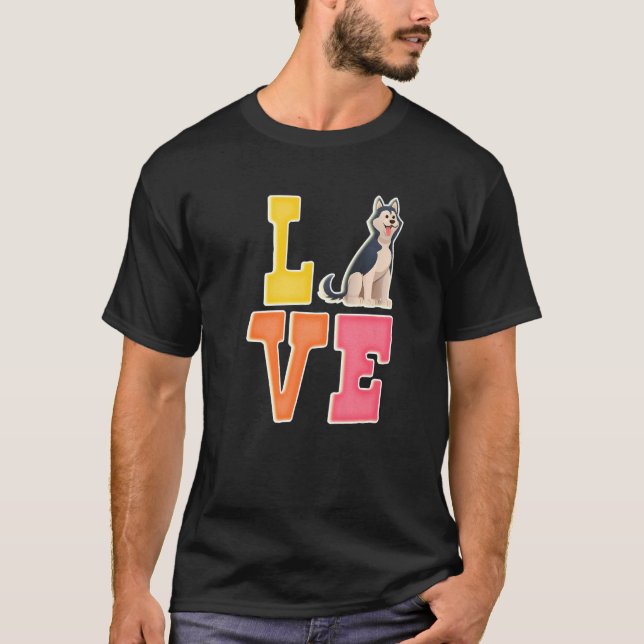 Cute Siberian Husky Dog Love Valentine Puppy Lover T Shirt (Framsida)