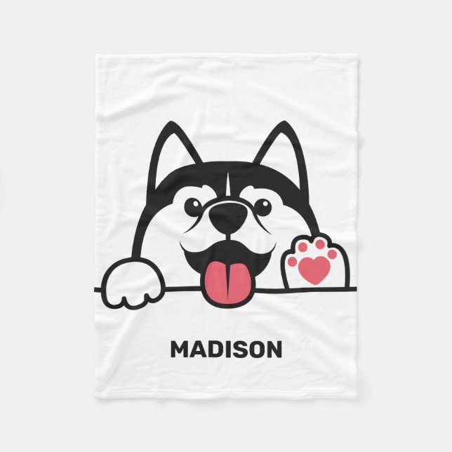 Cute Siberian husky, eget namn Fleecefilt (Framsidan)