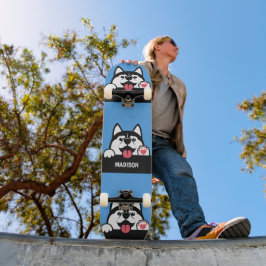 Cute Siberian husky, eget namn Mini Skateboard Bräda 18,5 Cm