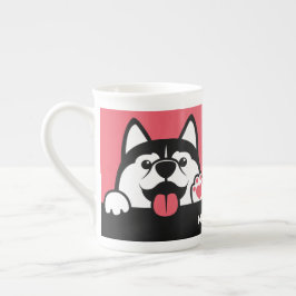 Cute Siberian husky, eget namn och färg Benporslin Mugg