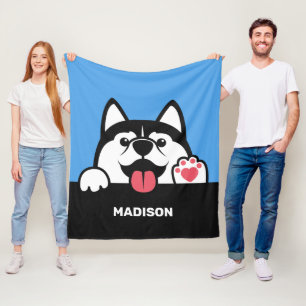 Cute Siberian husky, eget namn och färg Fleecefilt