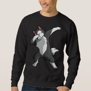 Cute Siberian husky För manar kvinnor Dabbing Husk Lång Ärmad Tröja