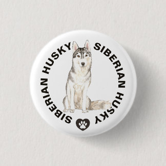 Cute Siberian husky Hund aveln WaterColfärger Knapp